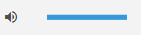 Zrzut ekranu przedstawia pasek zmiany głośności dźwięku w filmie. Z lewej strony paska znajduje się szary przycisk głośnika z dwoma półkolami.
