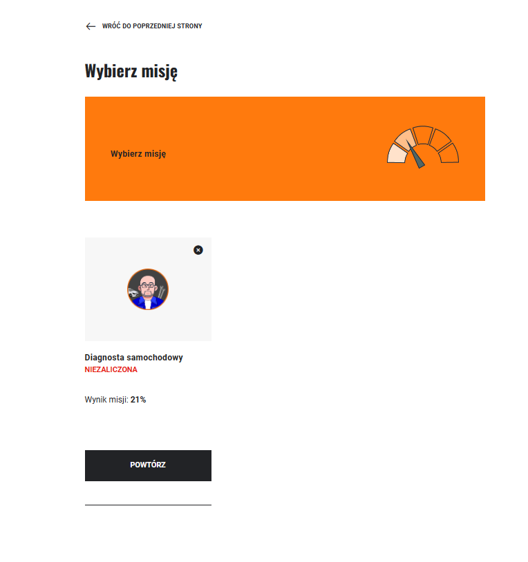 Ekran wyboru poziomu