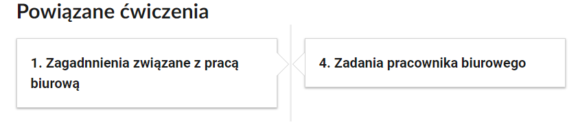 Widok na przykładowe przyciski ćwiczeń powiązanych