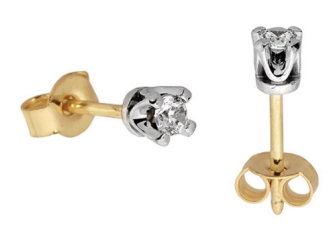 Ilustracja przedstawia srebrne kolczyki o podobiźnie tygrysa z zapięciem sztyftowym, sztyft jest koloru złotego przekładany przez dziurkę, jest zabezpieczony barankiem (z charakterystycznymi zawinięciami wyglądającymi jak rogi barana)