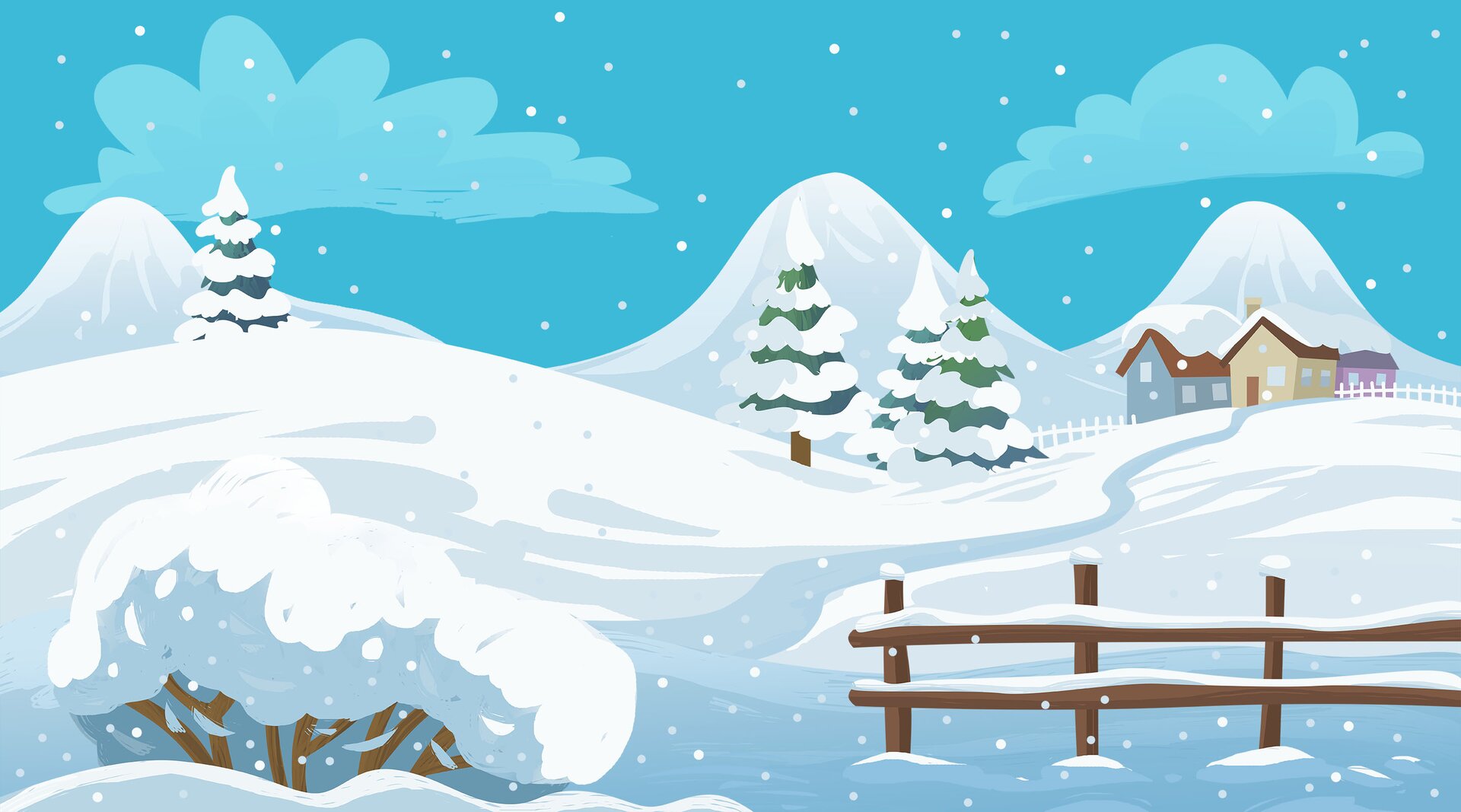 Na ilustracji Pada śnieg.