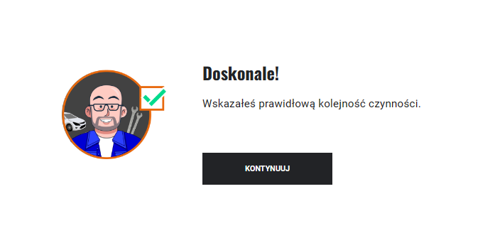 Ekran z pozytywną informacją zwrotną