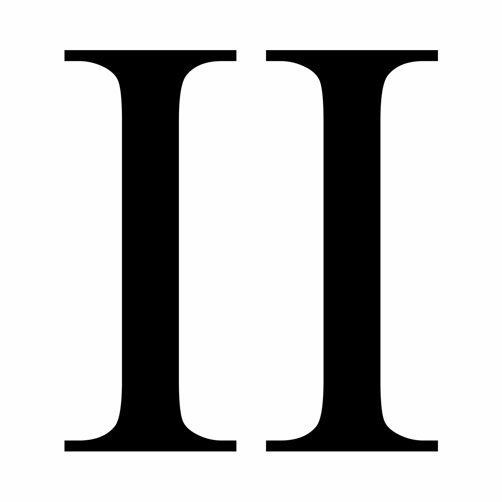 Czarno‑biała ilustracja przedstawia zapis rzymskiej cyfry dwa - dwie pionowe linie stojące obok siebie. 