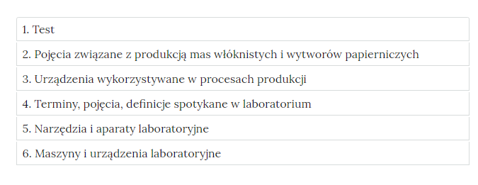 Przykładowy wygląd zakładek z interaktywnymi materiałami sprawdzającymi