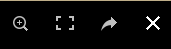 Widoczne są cztery ikony na czarnym tle. Pierwsza to lupa ze znakiem plus wewnątrz służąca do powiększania obrazu. Druga ikonka włączenia trybu pełnoekranowego. Składa się ona z czterech kątów prostych, które tworzą kształt kwadratu. Kolejna ikonka to strzałka skierowana w prawo oznaczająca przejście do kolejnego zdjęcia .Ostatnia to ikonka zamknięcia w postaci iks.