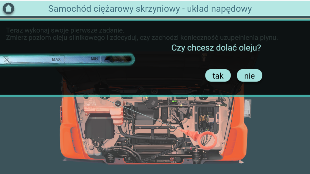 Ekran pytania w symulatorze