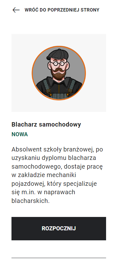 Przykładowy ekran wyboru misji w grze