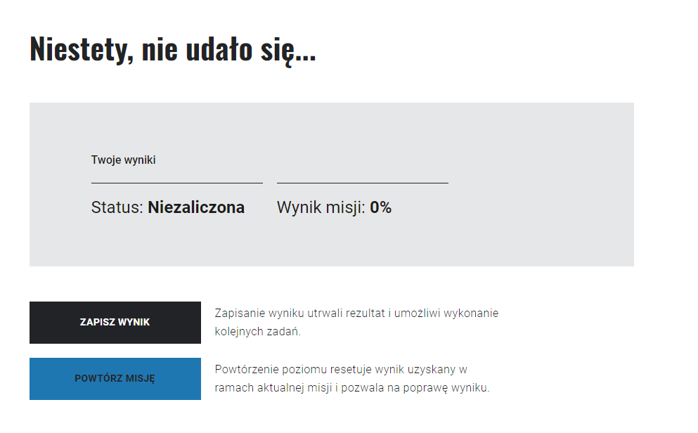 Ekran podsumowania gry