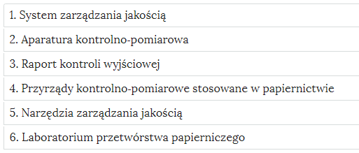 Grafika przedstawia przykładowy wygląd zakładek zawierających interaktywne materiały sprawdzające. Są one prostokątne i umieszczone jedna pod drugą. Każda zakładka ma numer oraz tytuł nawiązujący do ćwiczenia.