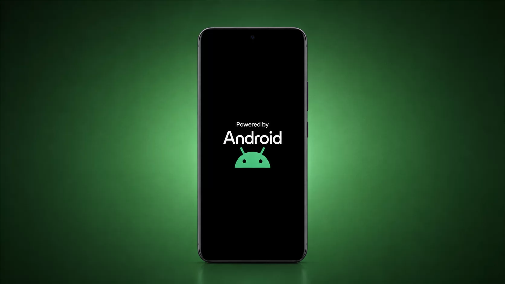 Na zdjęciu znajduje się ekran powitalny dla systemu operacyjnego Android.W centralnej części kolorowej grafiki znajduje się napis: ikona systemu.