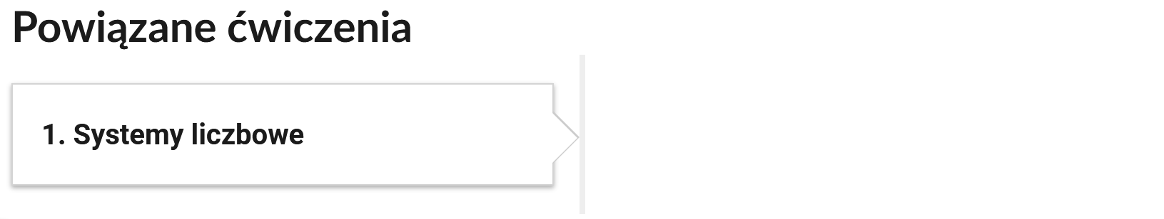 Ilustracja przedstawia przycisk ćwiczenia powiązanego z multimedium. Przycisk ma formę prostokątnego panelu. Opatrzony jest numerem oraz tytułem.