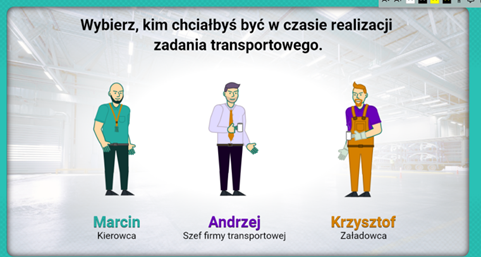 Przykładowy wybór roli w grze