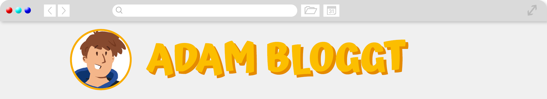 Grafika przedstawia ekran bloga ze zdjęciem profilowym i tytułem  Adam Bloggt 