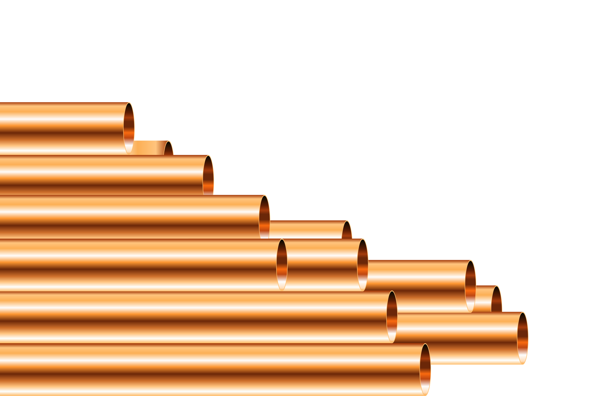 Grafika ukazuje rury miedziane ułożone w stos.