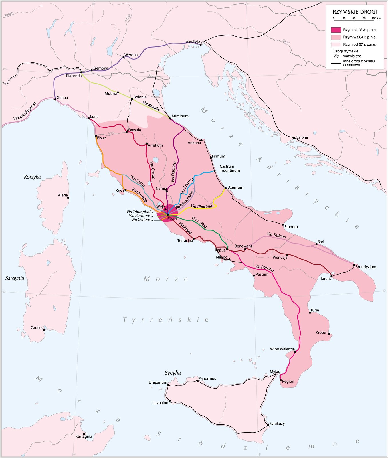 Sieć dróg w imperium rzymskim Sieć dróg w imperium rzymskim Źródło: Krystian Chariza i zespół, licencja: CC BY 3.0.