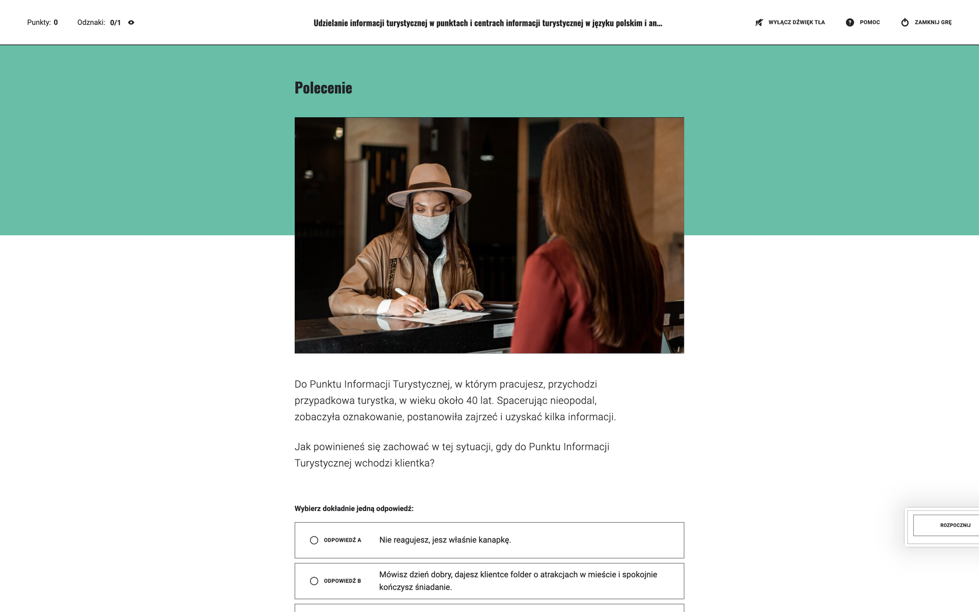 Widok przykładowego zadania z gry