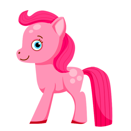 Ilustracja przedstawia różowego kucyka