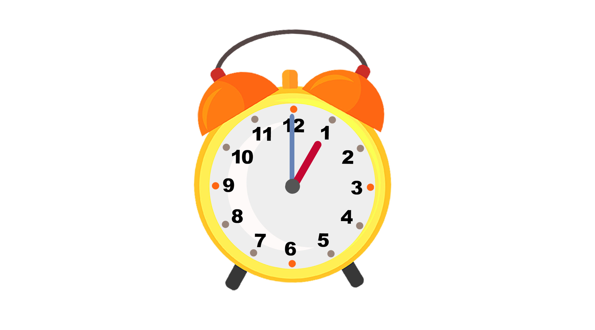 Na ilustracji znajduje się zegar wskazujący godzinę pierwszą.