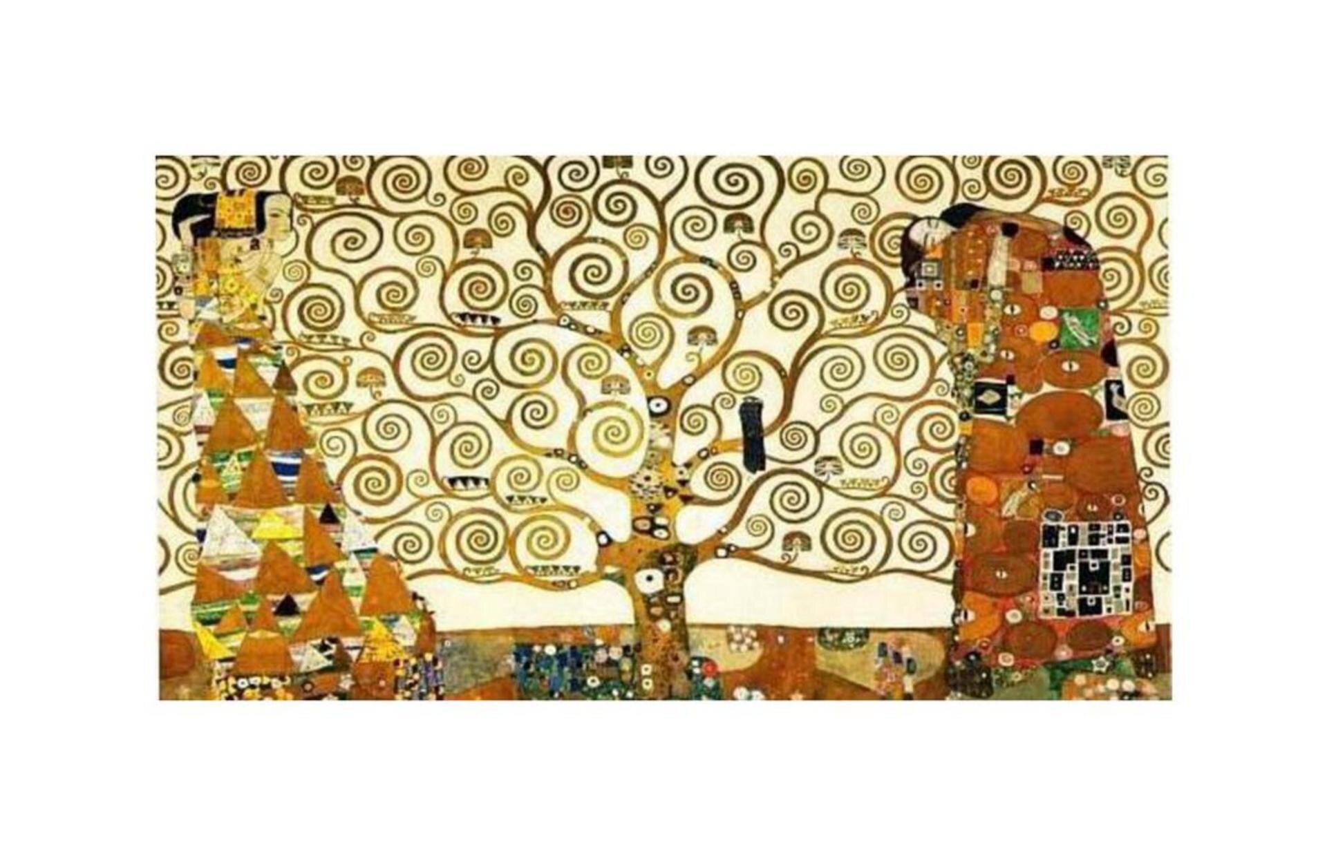 Połącz elementy dotyczące poniższego dzieła Klimta oraz przeanalizuj je pod względem dzieła totalnego i syntezy sztuk: