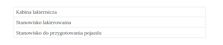 Lista służąca do otwarcia wybranej części wizualizacji