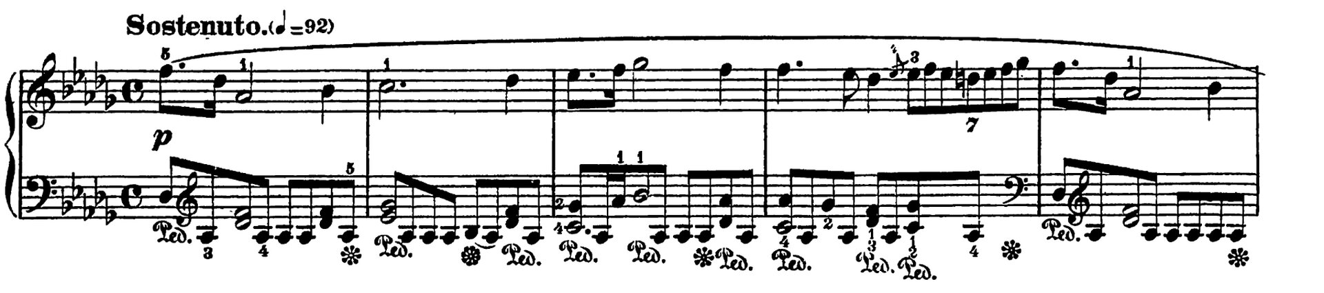 Na ilustracji przedstawiony jest zapis nutowy utworu partii na fortepian.