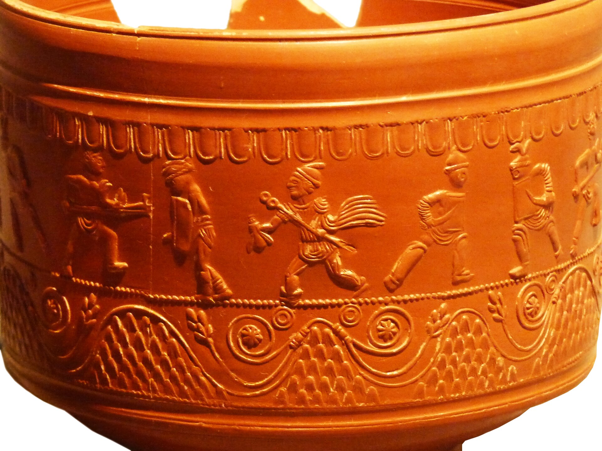 Scena walk gladiatorów na ceramice rzymskiej z terenu Hiszpanii Scena walk gladiatorów na ceramice rzymskiej z terenu Hiszpanii Źródło: Ecelan, domena publiczna.