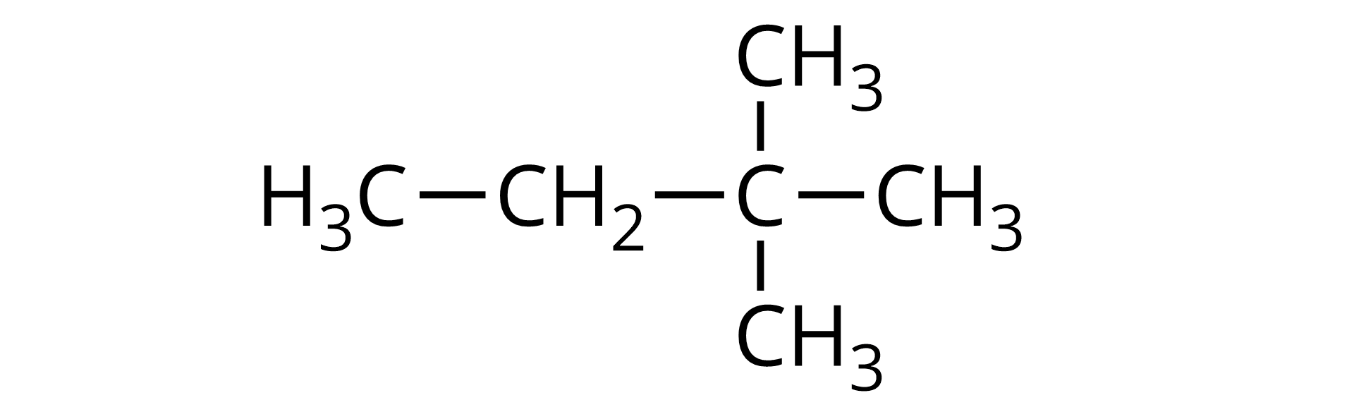 Na ilustracji jest wzór: atom węgla łączy się u góry, na dole oraz po prawej stronie z grupą metylową, a po lewej stronie z grupą metylenową. Ta z kolei łączy się z grupą metylową.