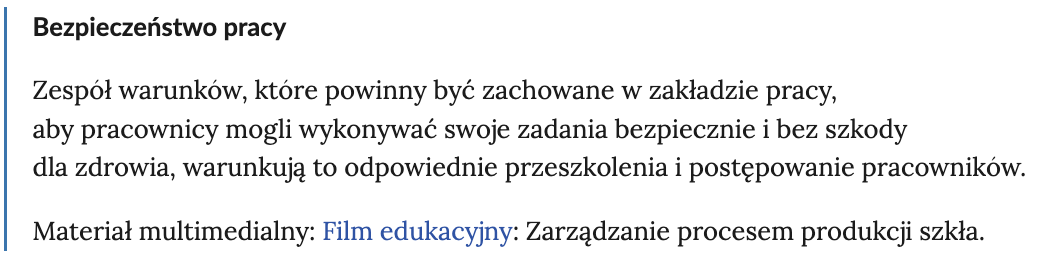 Ilustracja przedstawia definicję pojęcia ze słownika: bezpieczeństwo pracy.