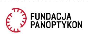 Kliknij, aby powiększyć Ilustracja przedstawia logo Fundacji Panoptykon. Po lewej stronie są dwa półkola z pionowymi kreskami wewnątrz. Po prawej stronie napis: Fundacja Panoptykon.