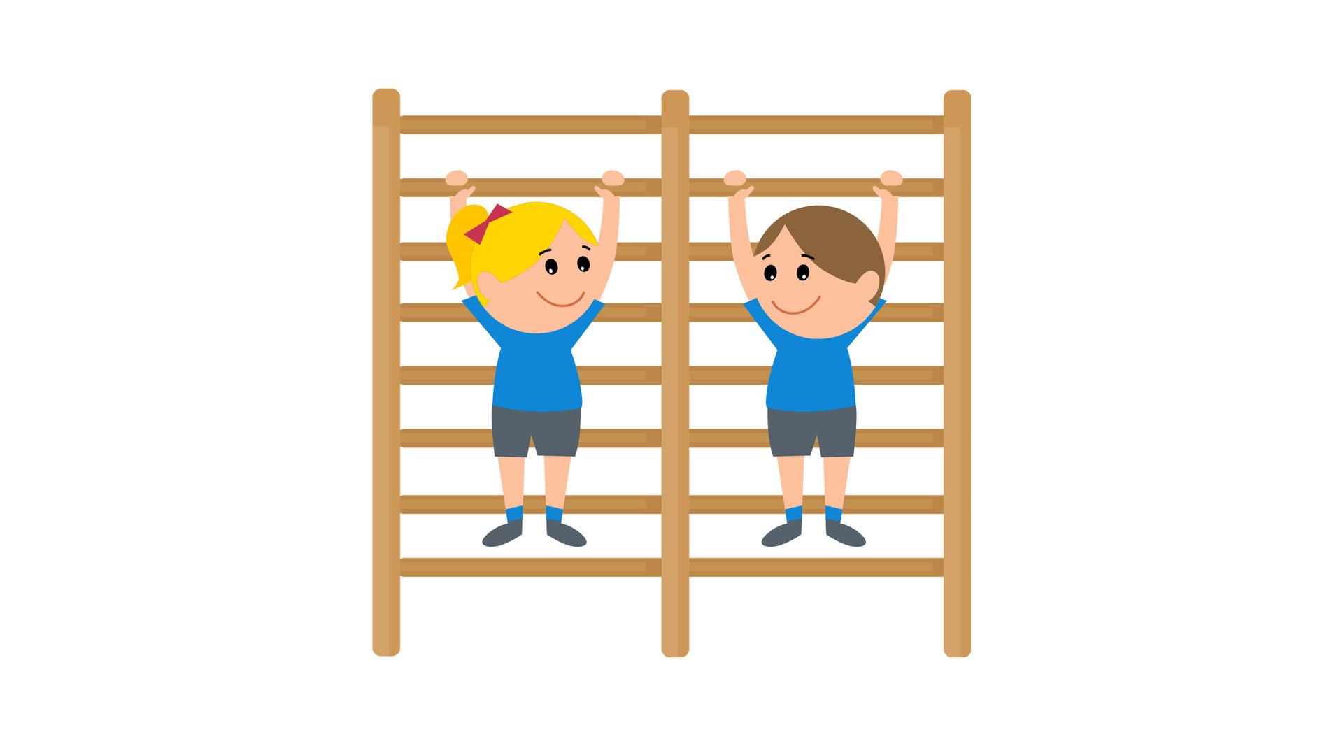 Na ilustracji znajdują się gimnastykujące się dzieci.