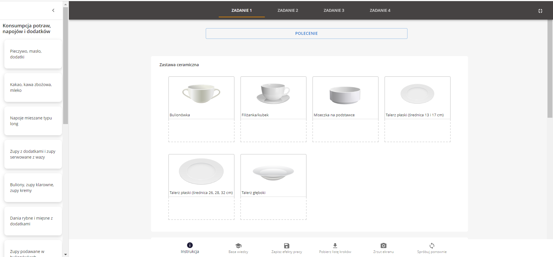 Widok ekranu programu ćwiczeniowego
