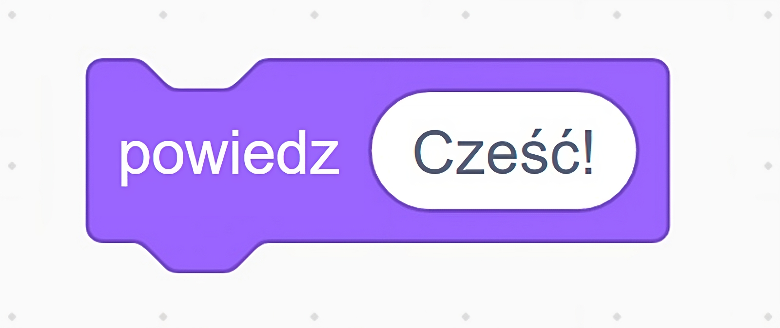 Klocek Scratch z kategorii "Wygląd" z tekstem "powiedz Cześć!".