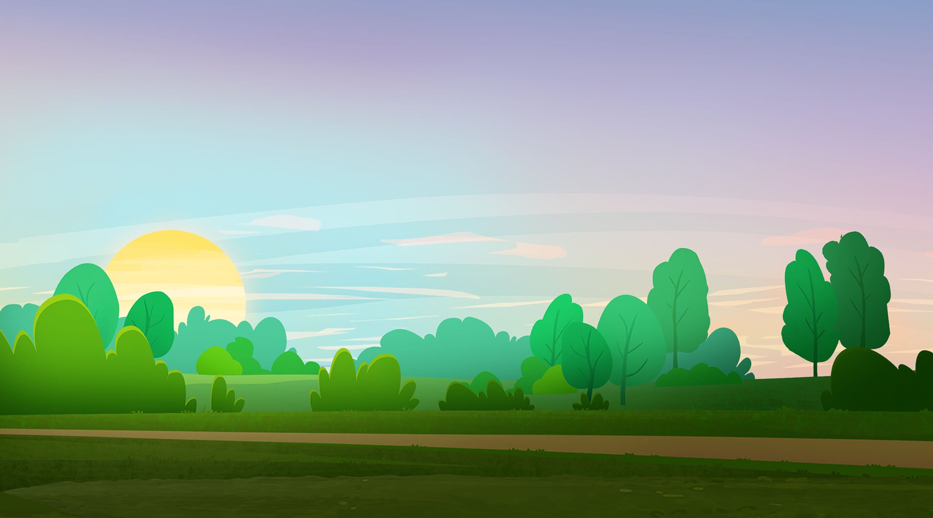 Na ilustracji znajduje się wschód słońca 