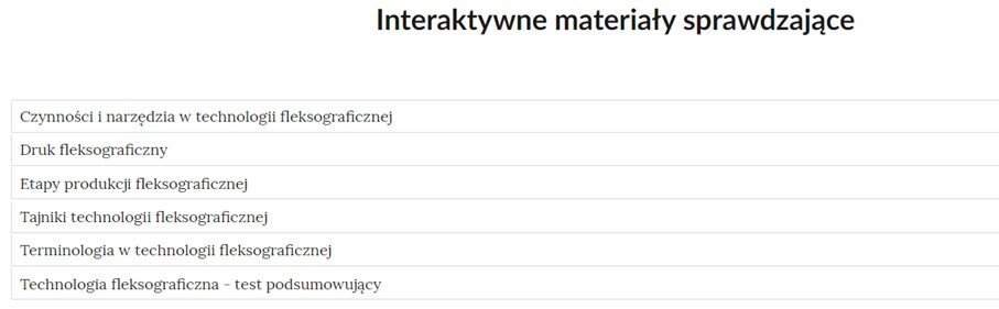 Grafika przedstawia widok listy zadań w Interaktywnych Materiałach Sprawdzających.