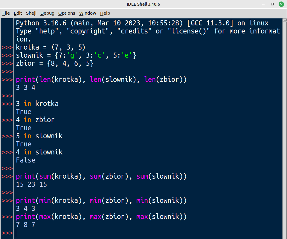 Ilustracja przedstawia zapis kodu źródłowego ze slajdu w konsoli Payton.