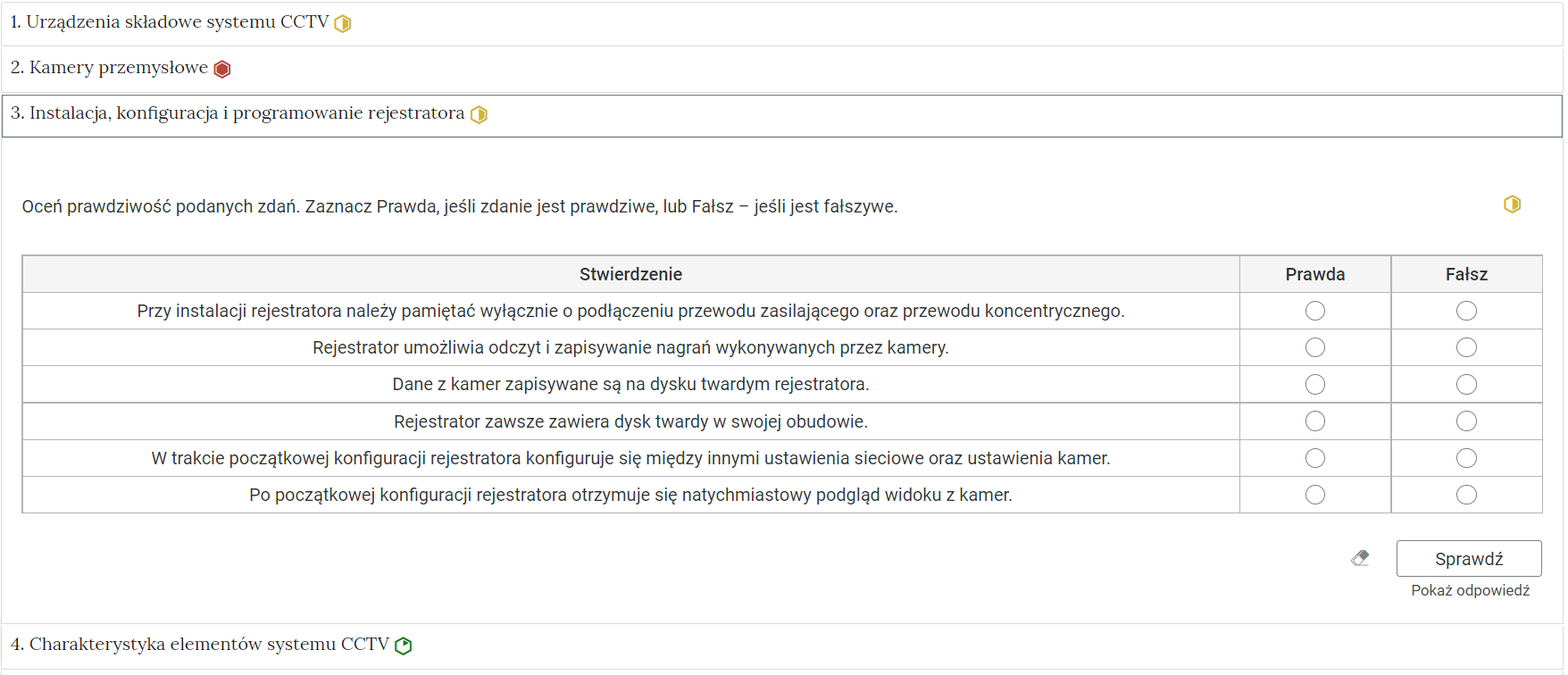 Widok przykładowego zadania