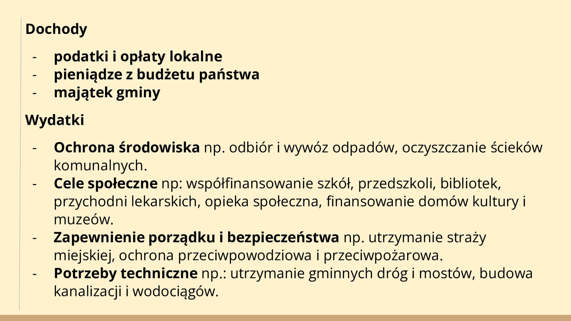 Zdjęcie zawiera informacje na temat dochodów i wydatków gminy.