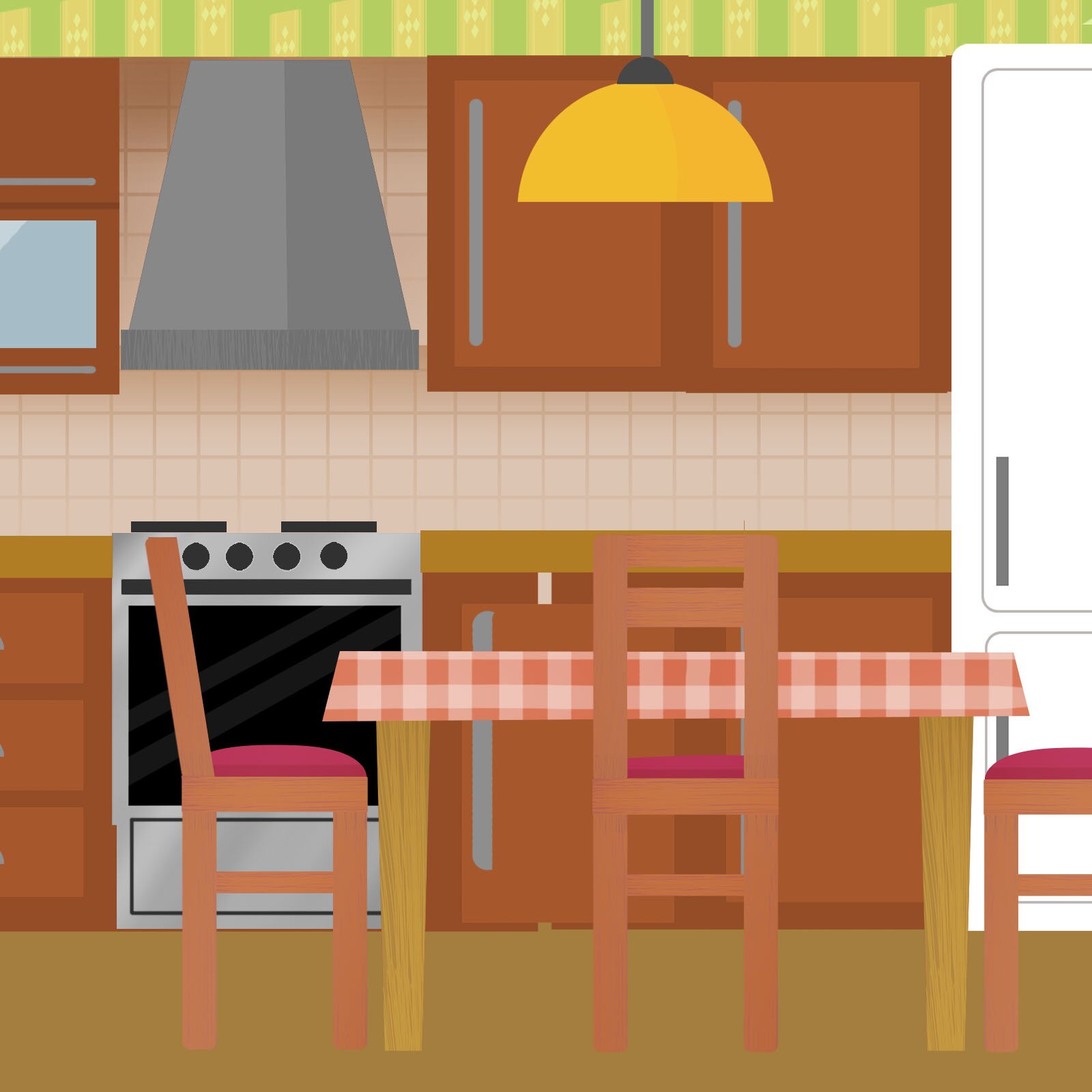 Ilustracja przedstawia kuchnię.