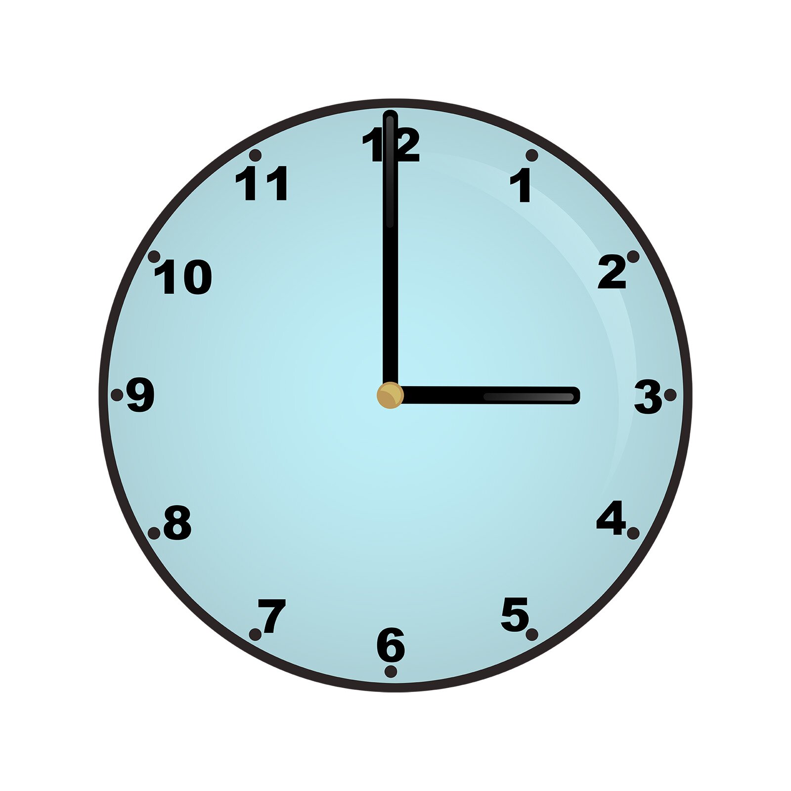 Ilustracja przedstawia zegar wskazujący godzinę trzecią.