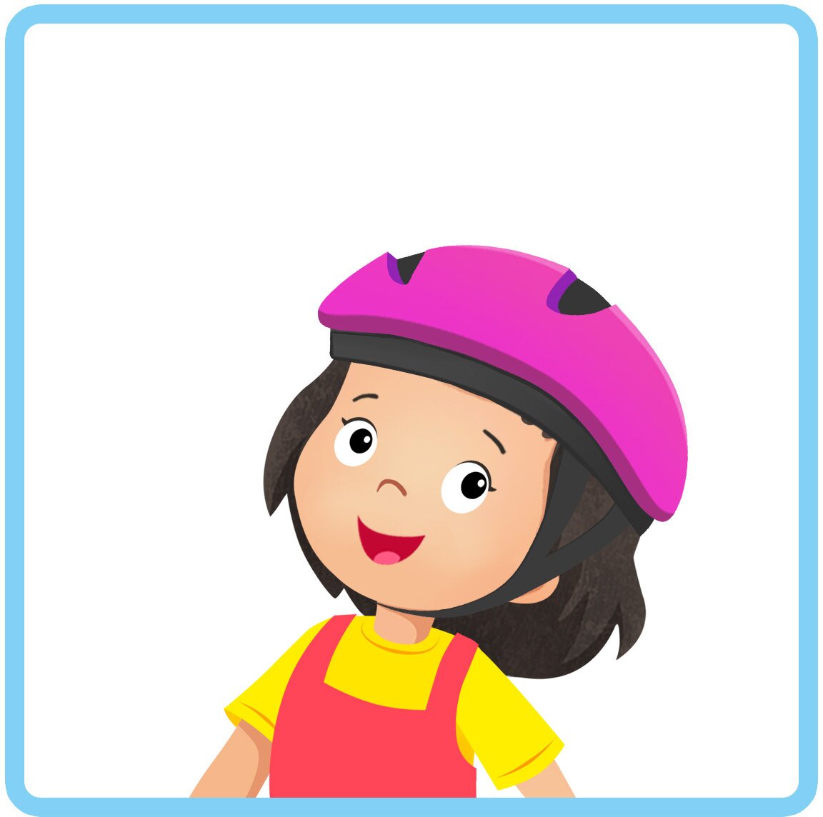 Ilustracja przedstawia dziewczynkę w kasku.