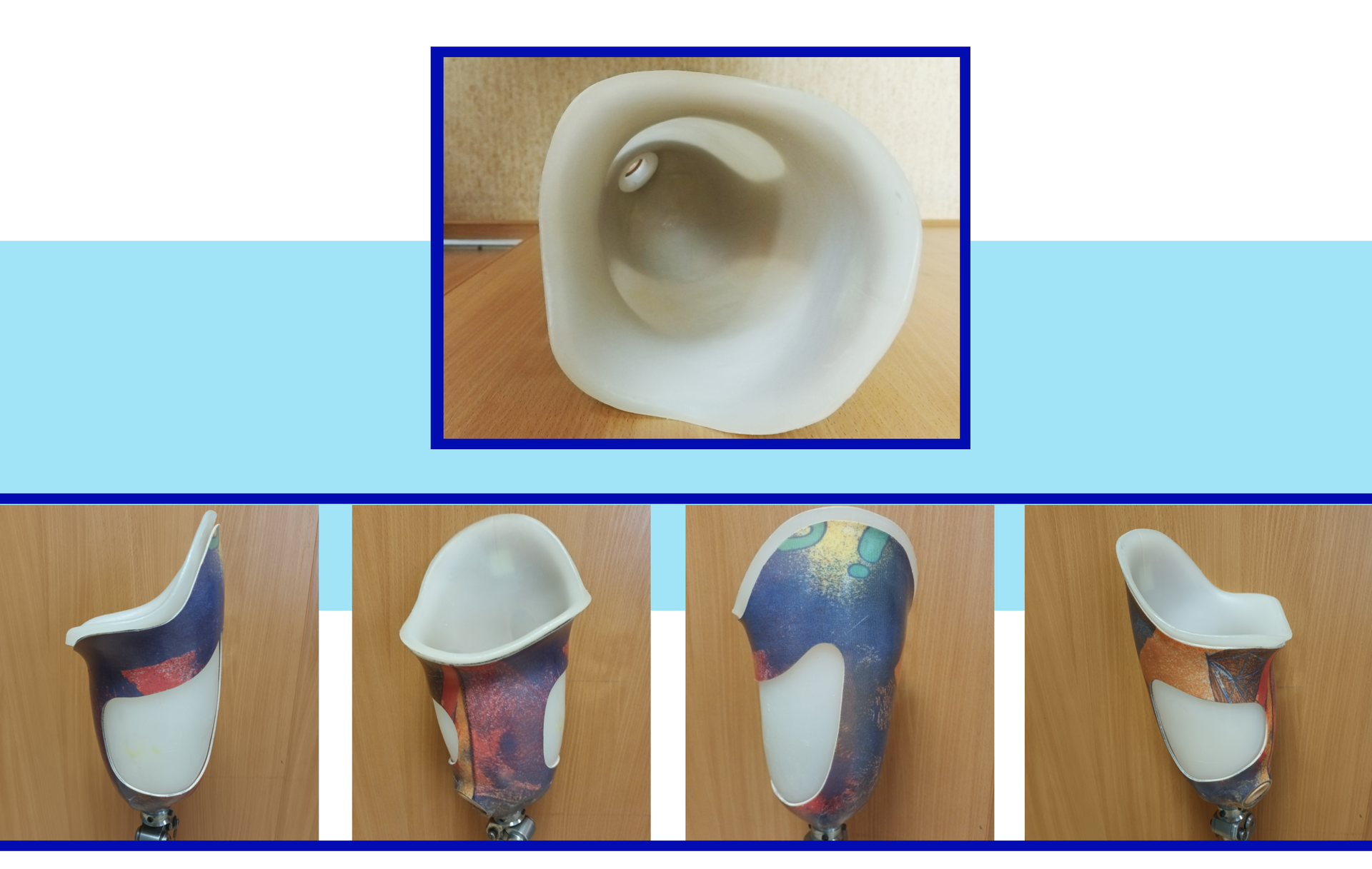 Zdjęcie leja owalnego w widoku z góry i z boków. Lej jest wykonany z tworzywa sztucznego, z cienkiego materiału i ma otwory po bokach.