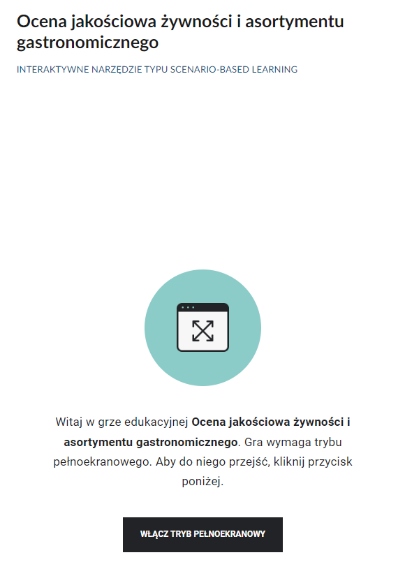 Widok ekranu interaktywnego narzędzia typu scenario‑based learning