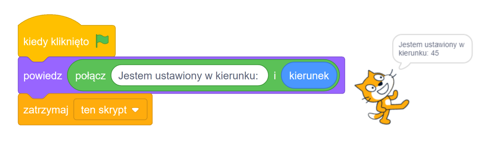 Skrypt z wykorzystaniem klocka: kierunek