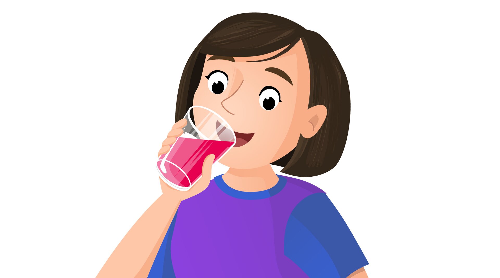 Na ilustracji znajduje się kobieta pijąca sok.