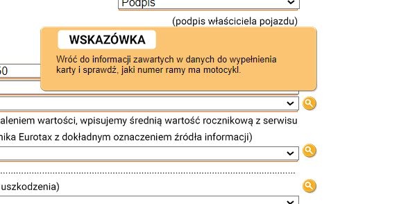 Przykładowy widok wskazówki