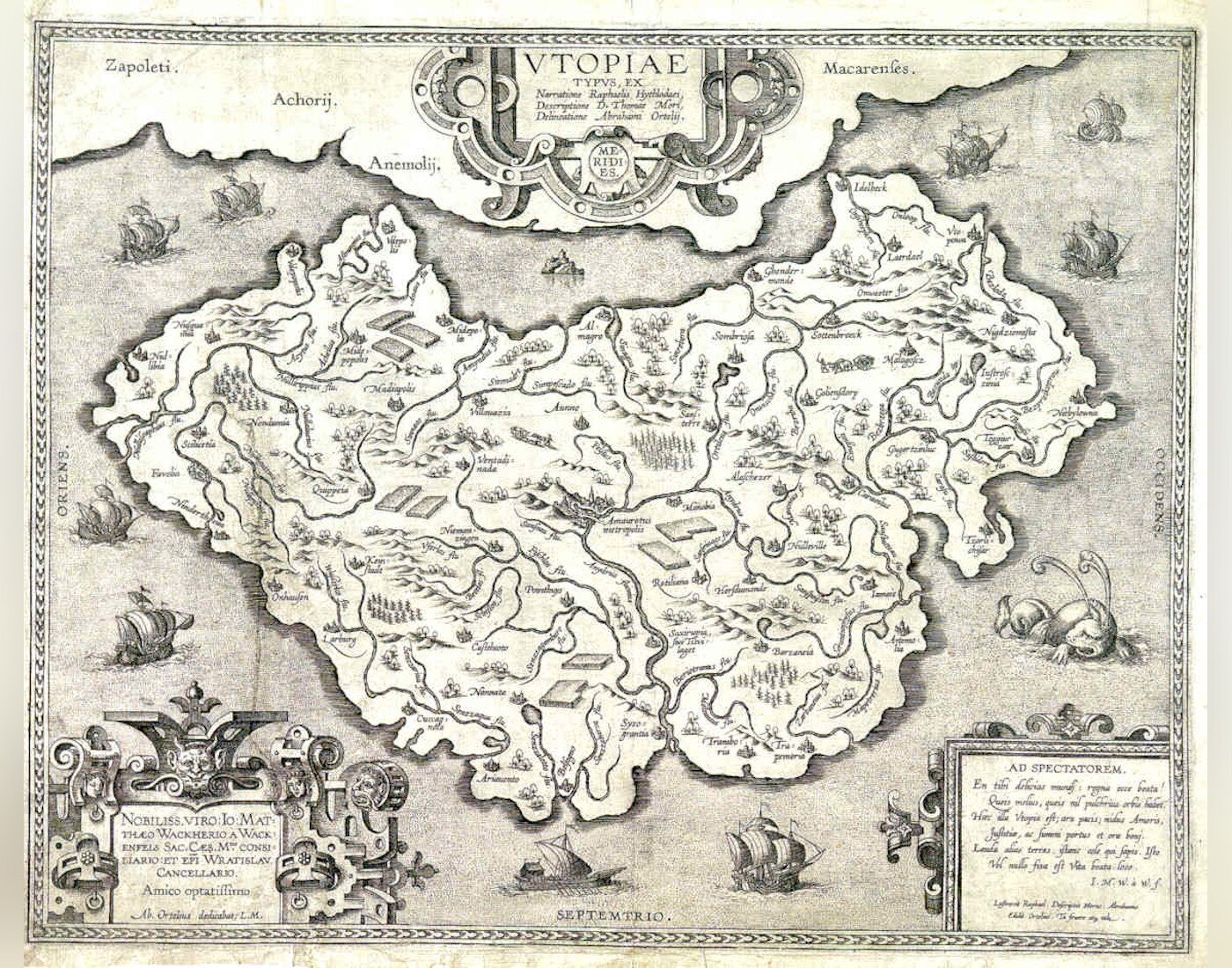 Rycina przedstawia mapę mitycznej Utopii.