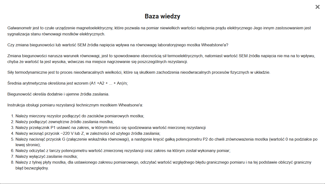 Ilustracja przedstawia pole, które wyświetla się po kliknięciu w ikonę "Baza wiedzy". Na planszy znajdują się dodatkowe informacje.