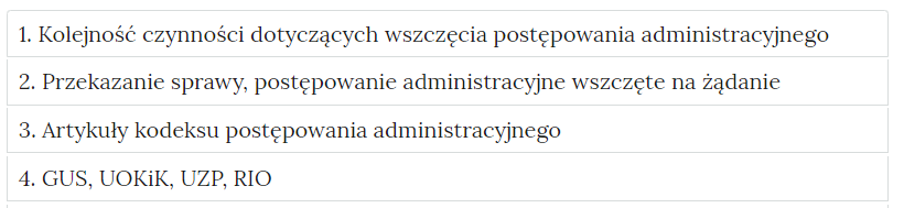 Grafika przedstawia wygląd zakładek z ćwiczeniami. Zakładki są prostokątne. Każda posiada tytuł, który wskazuje, czego dotyczą zamieszczone w zakładce ćwiczenia.
