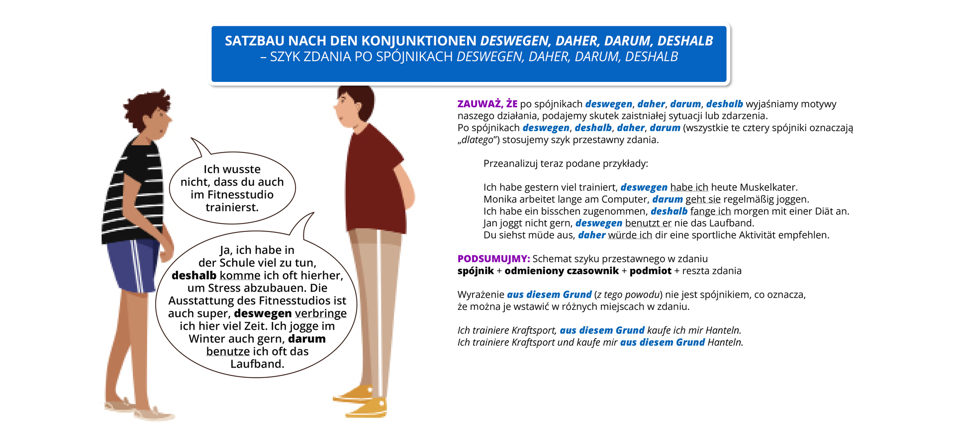 Ilustracja zawiera poradę językową.
Grafika przedstawia dwóch rozmawiających ze sobą chłopaków.
Pozostałą część grafiki stanowi tekst, którego treść widoczna jest w trybie dostępności.