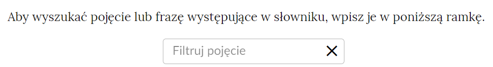 Pole do filtracji pojęć w słowniku